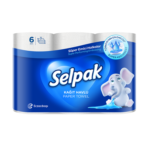 Рушники целюлозні SELPAK 6 рул. 3-х сл. Рц Sl63 фото