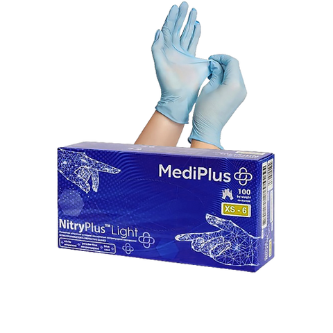 Рукавички нітрилові MediPlus NitryPlus 3,4 г Сині 100 шт MP114 фото