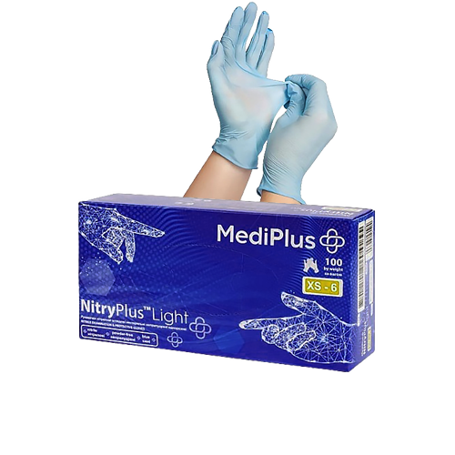 Рукавички нітрилові MediPlus NitryPlus 3,4 г Сині 100 шт MP114 фото