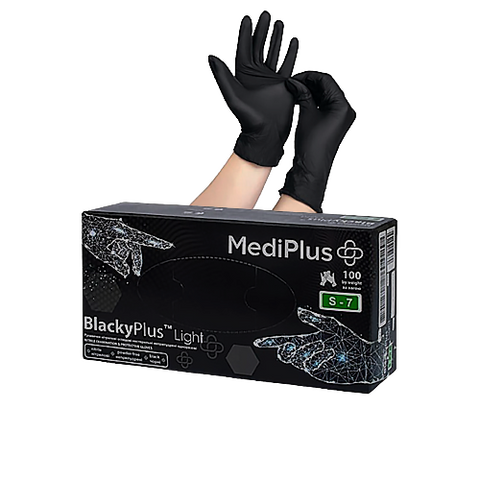 Рукавички нітрилові MediPlus BlackyPlus Light 3,7 г Чорні 100 шт MP111 фото